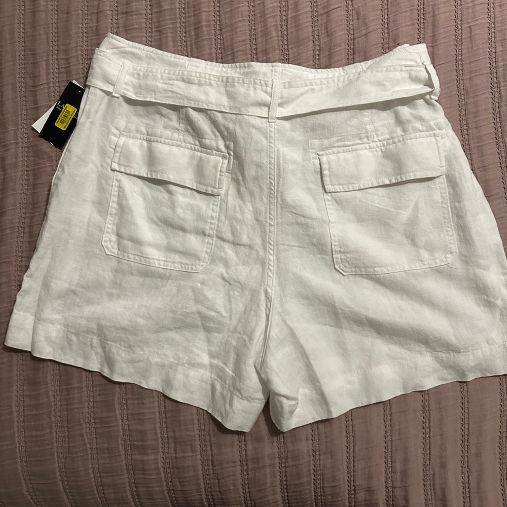 Lauren Ralph Lauren White Linen Belted Shorts NWT - Picture 6 of 10